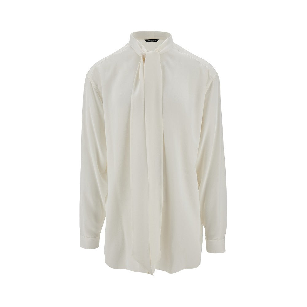 Camicia in seta con collo Lavallière