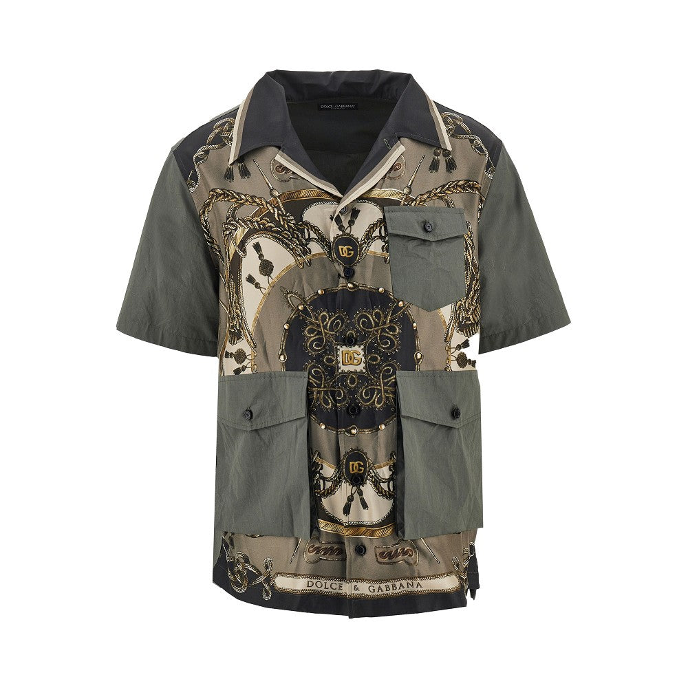 Poplin and printed silk shirt