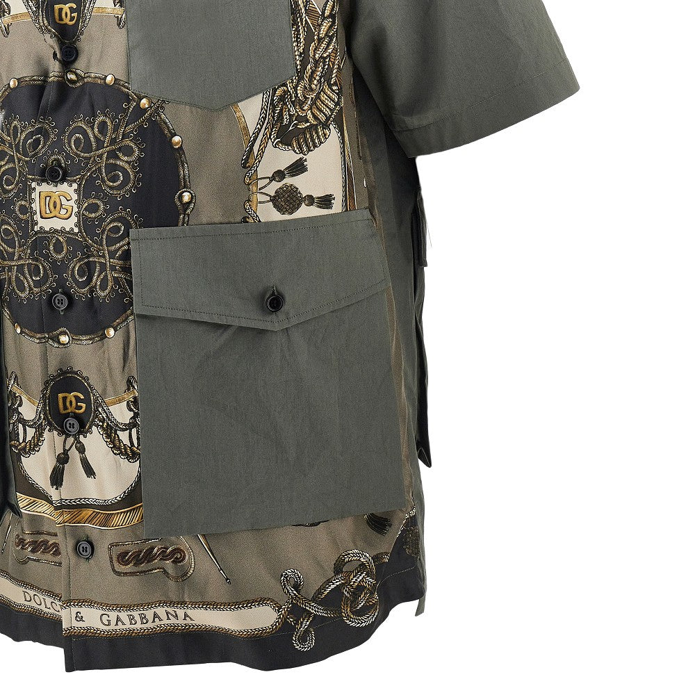 Poplin and printed silk shirt