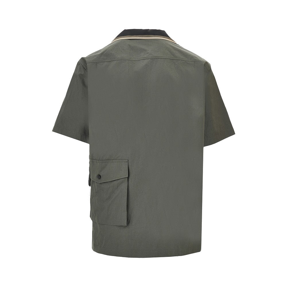 Poplin and printed silk shirt