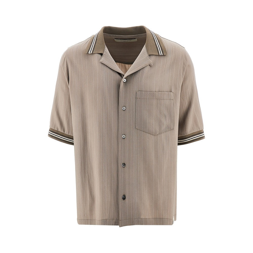 Pinstriped wool-blend shirt