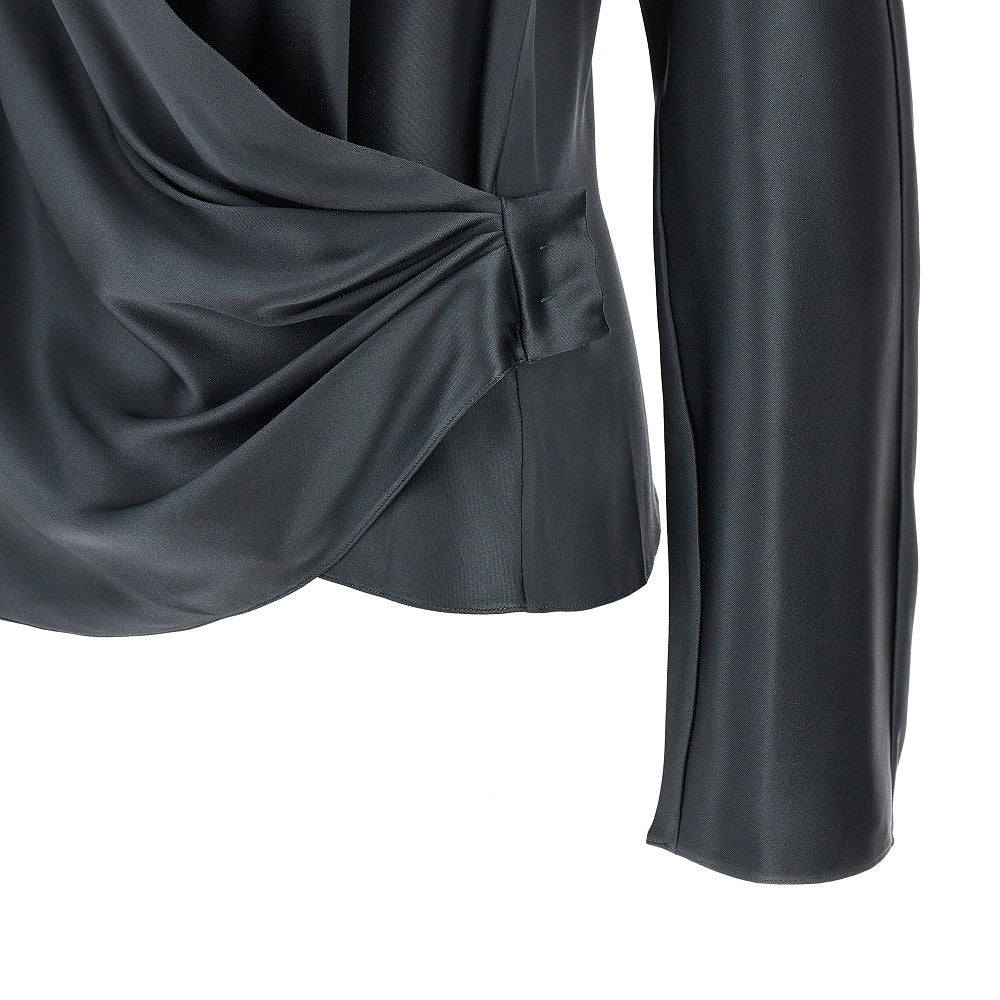 Blusa drappeggiata in raso di seta