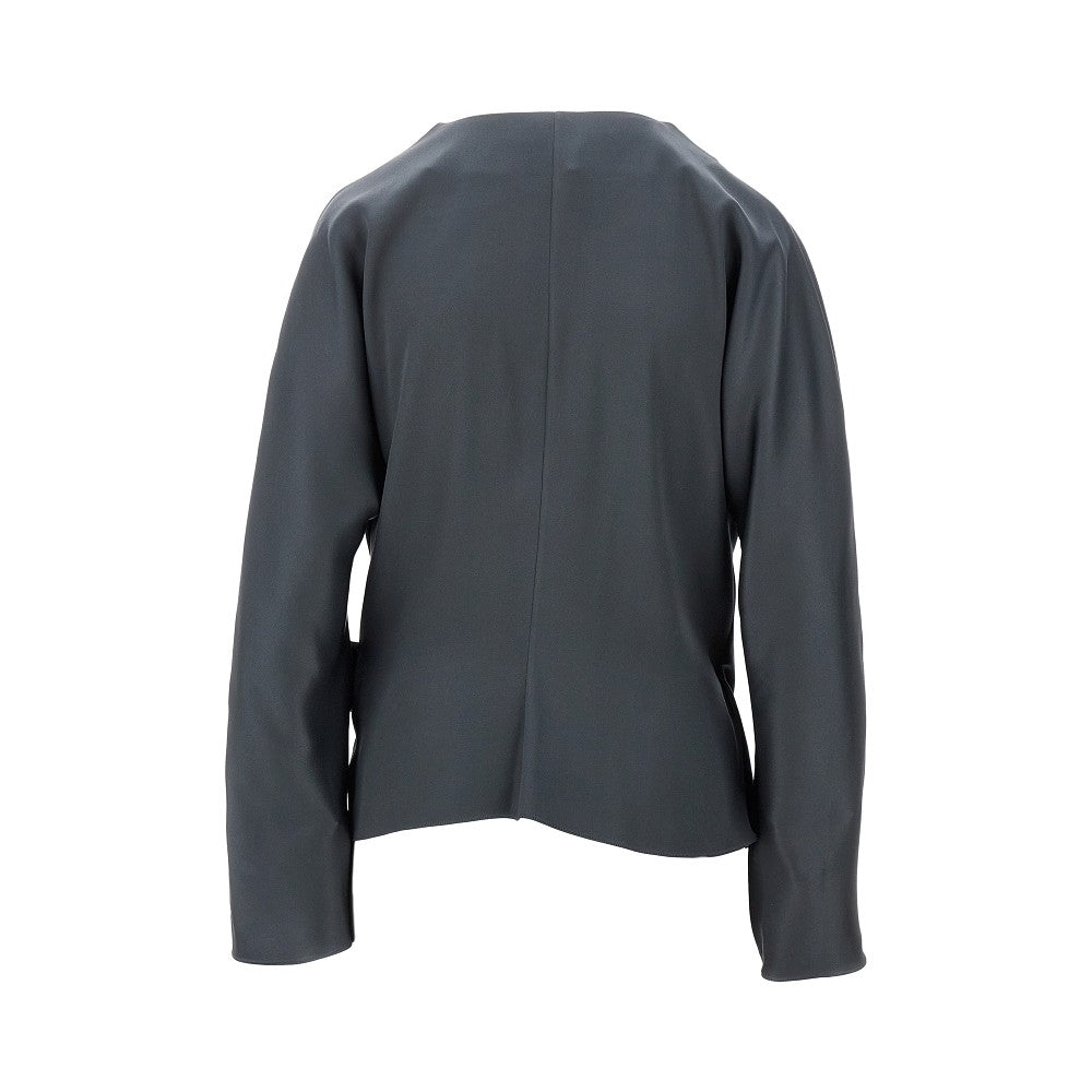 Blusa drappeggiata in raso di seta