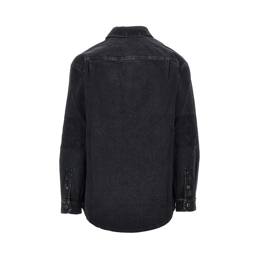 Overshirt in denim con ricamo Anagram