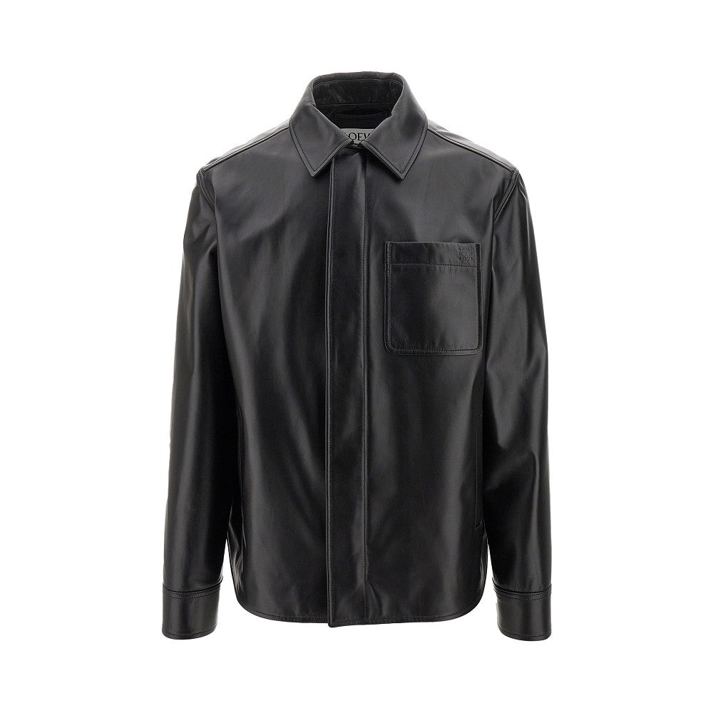 Overshirt in nappa con Anagram impresso