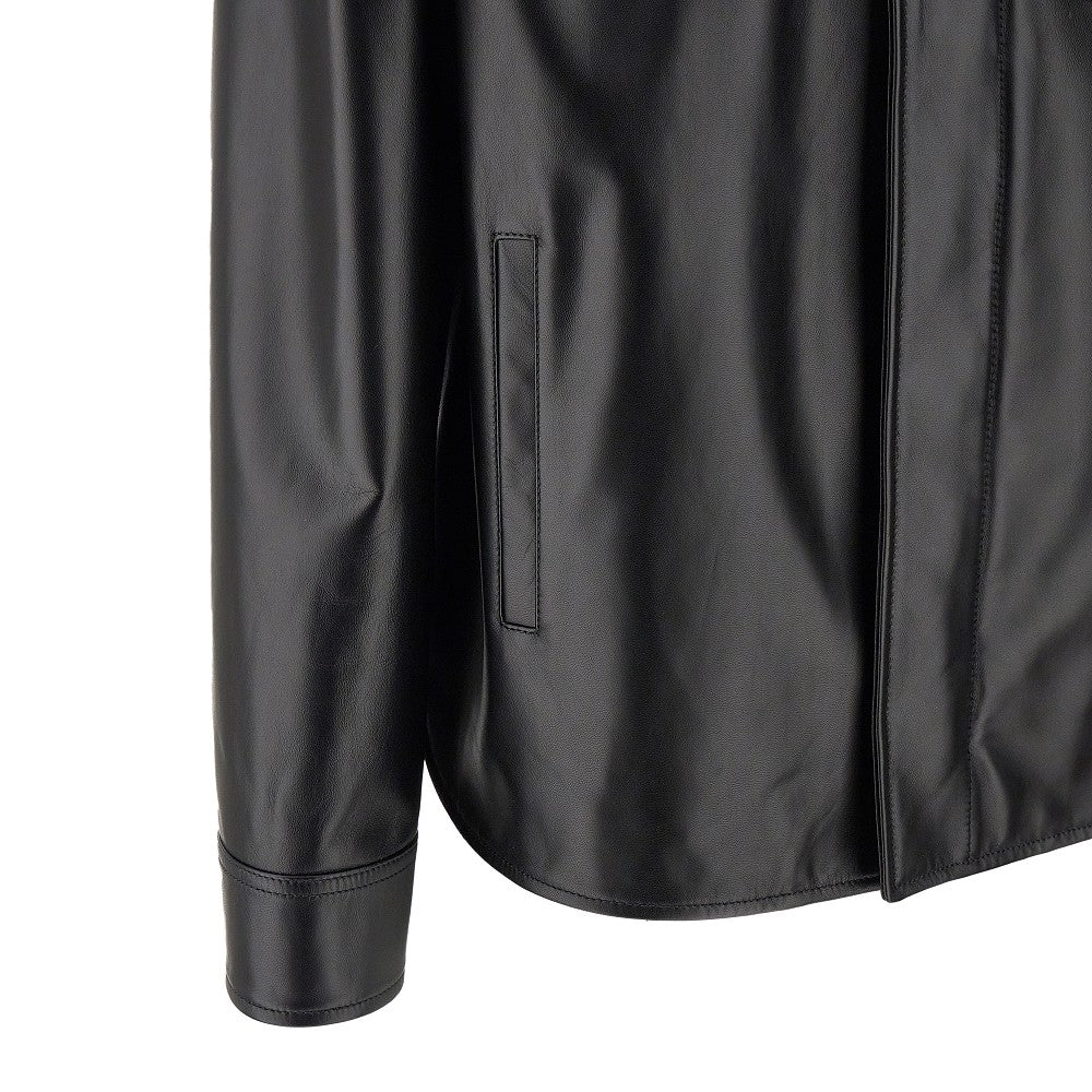 Overshirt in nappa con Anagram impresso