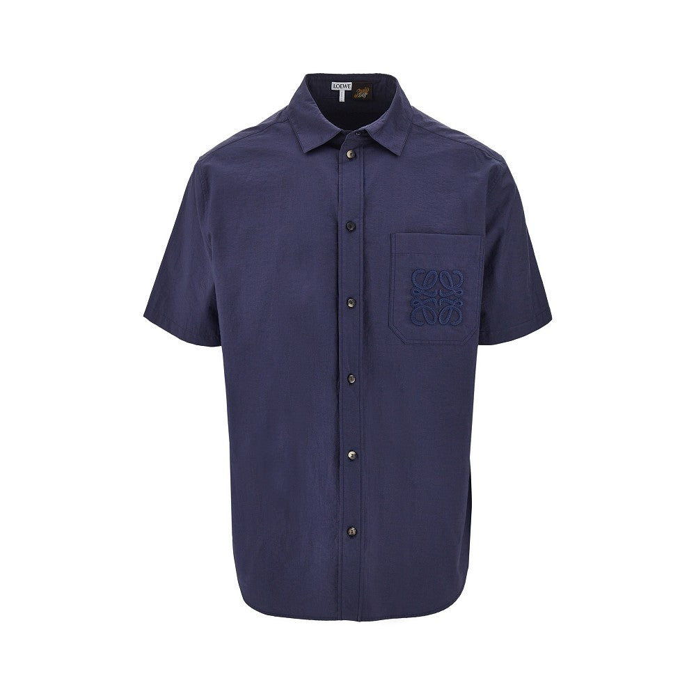 Camicia in misto cotone con ricamo Anagram