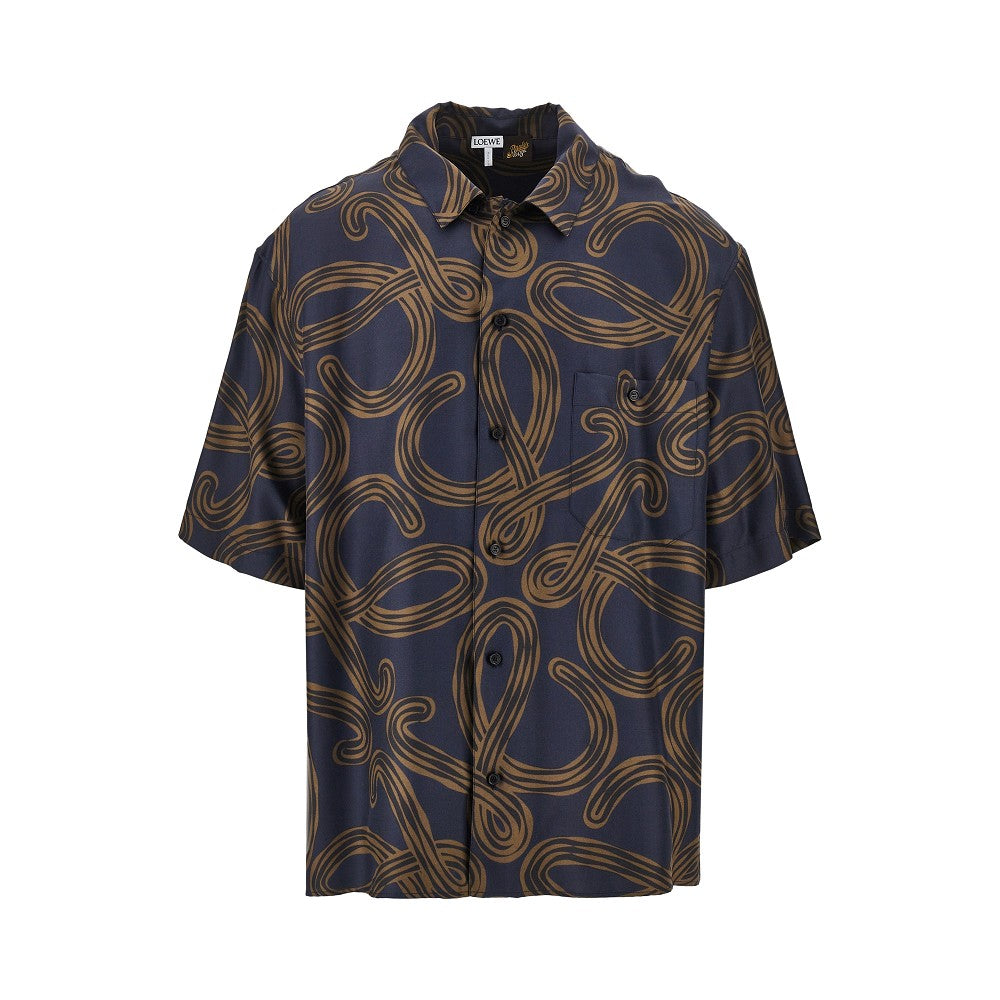 Anagram print silk shirt