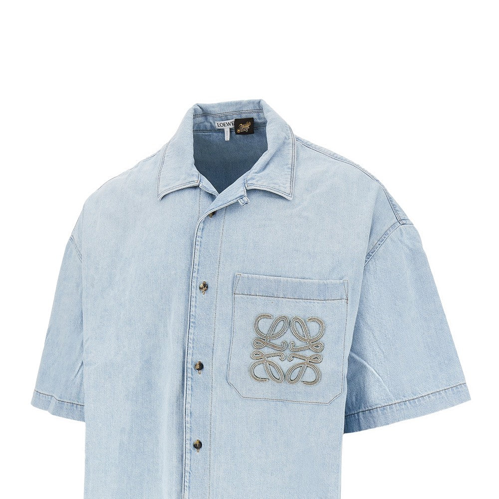 Camicia in denim con applicazione Anagram