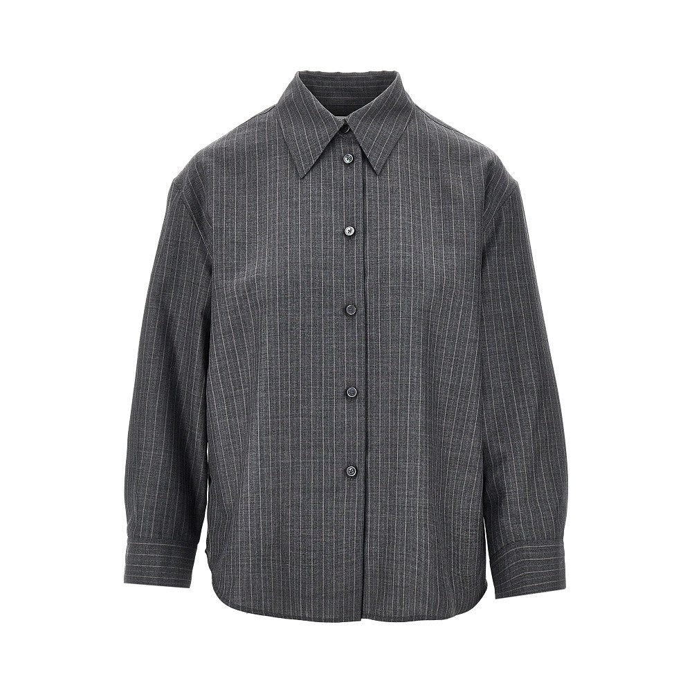 Wool shirt with pin-striped motif