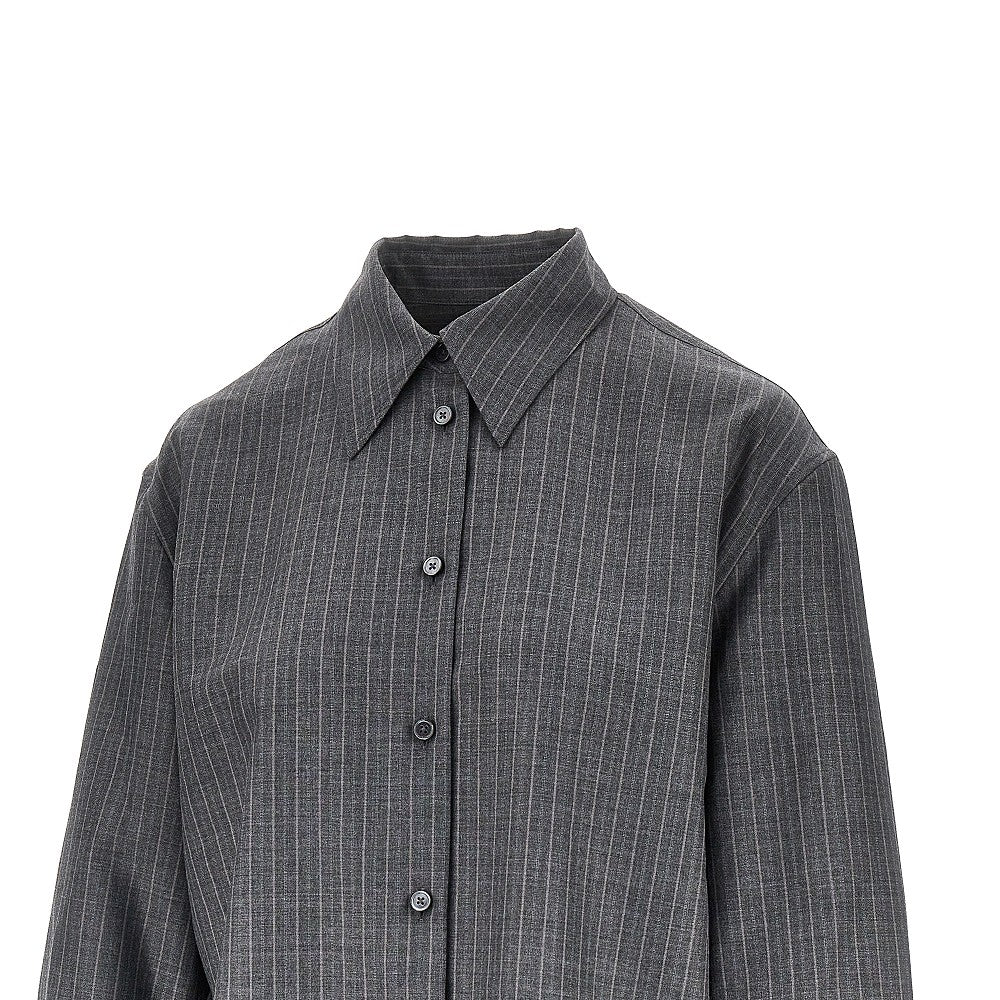 Wool shirt with pin-striped motif