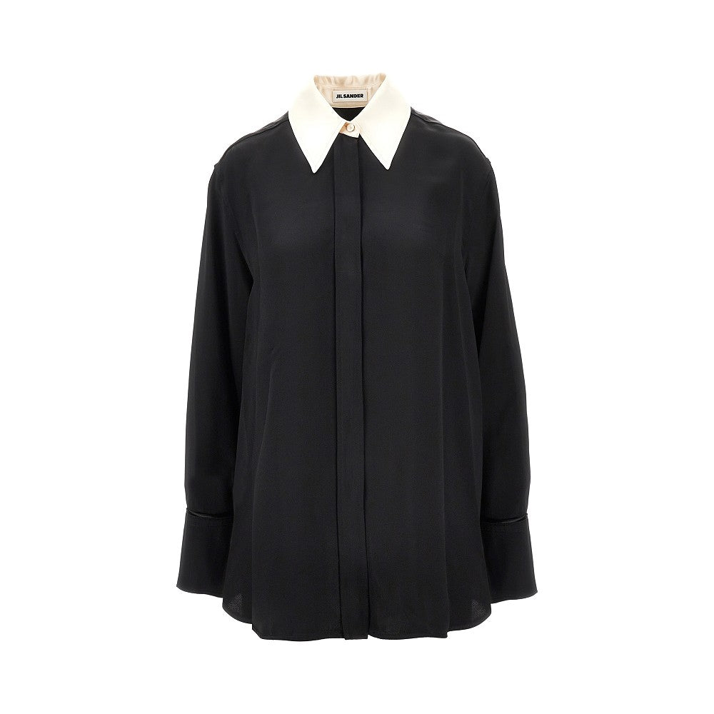 Satin shirt with contrasting collar