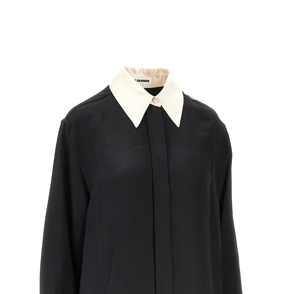 Satin shirt with contrasting collar