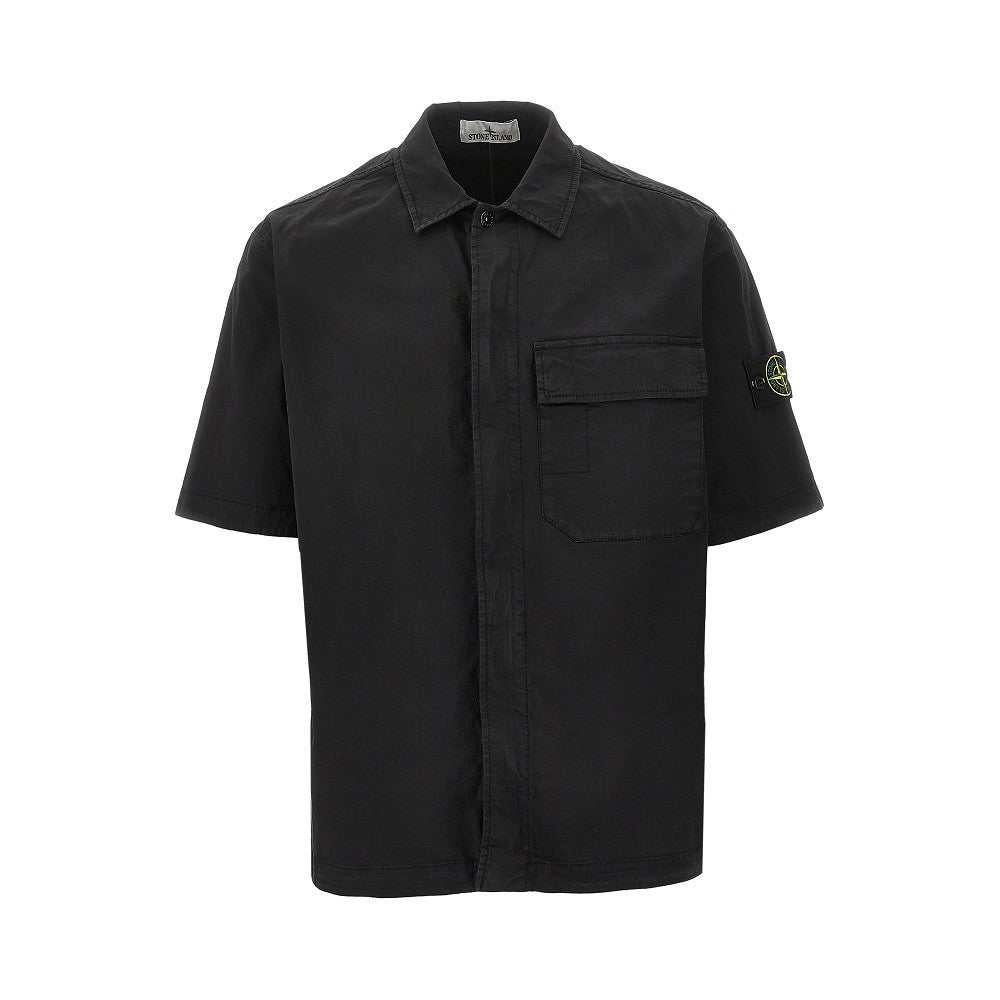Stretch cotton short-sleeved shirt