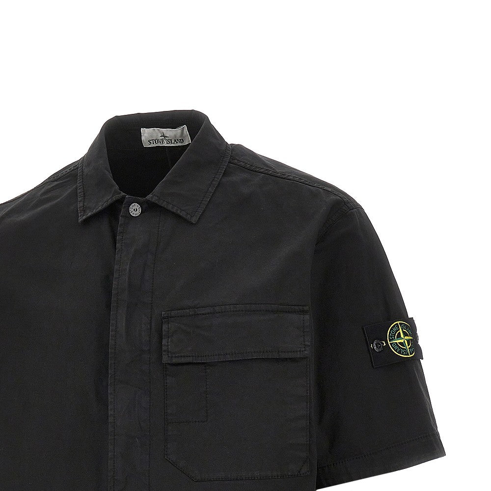 Camicia a manica corta in cotone stretch