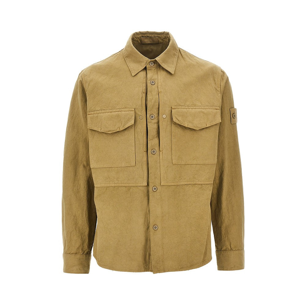 Cotton and linen canvas overshirt