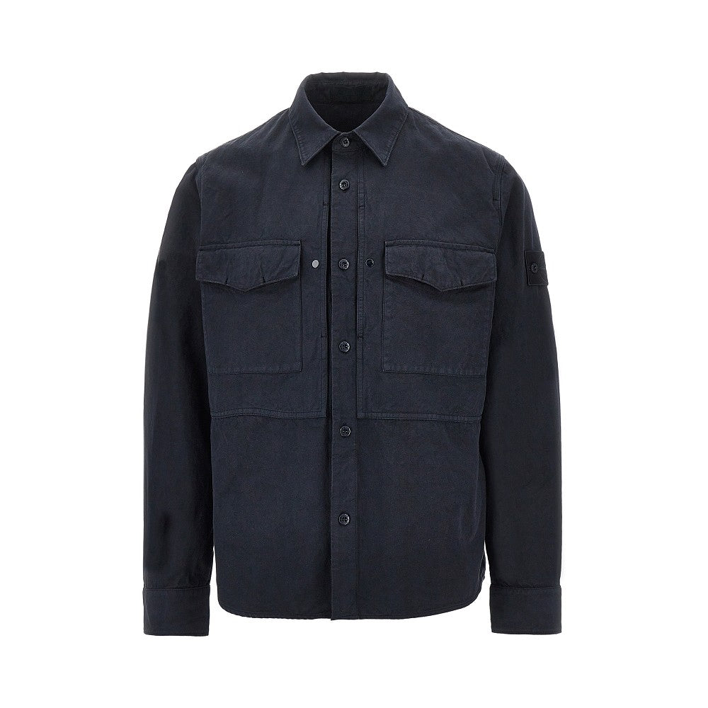 Overshirt in tela di cotone e lino