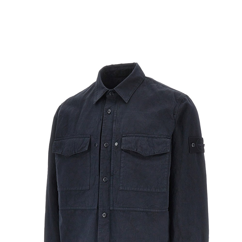 Overshirt in tela di cotone e lino