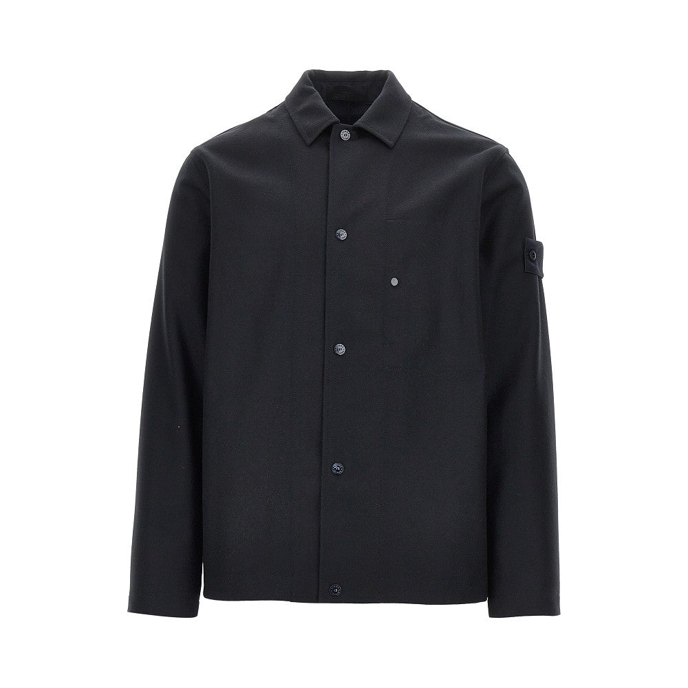 Virgin wool-blend cloth overshirt
