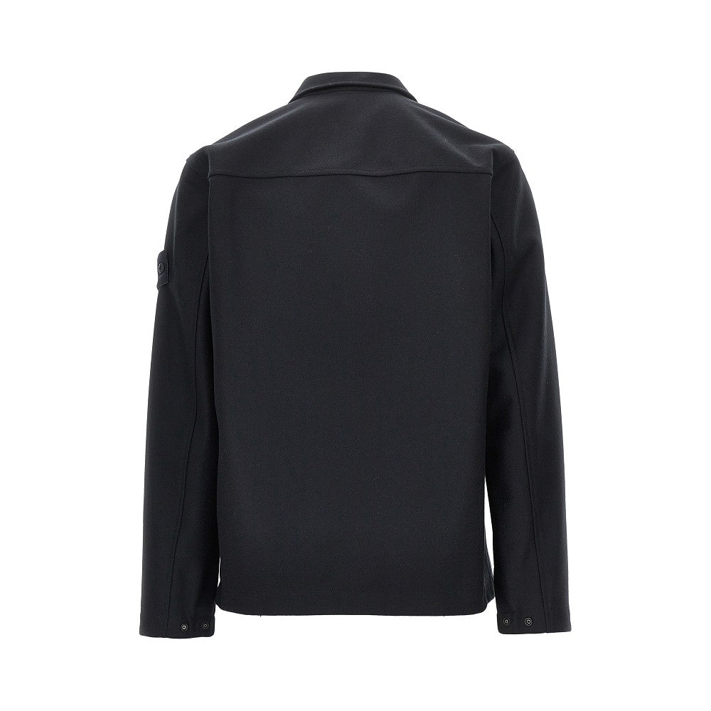 Virgin wool-blend cloth overshirt