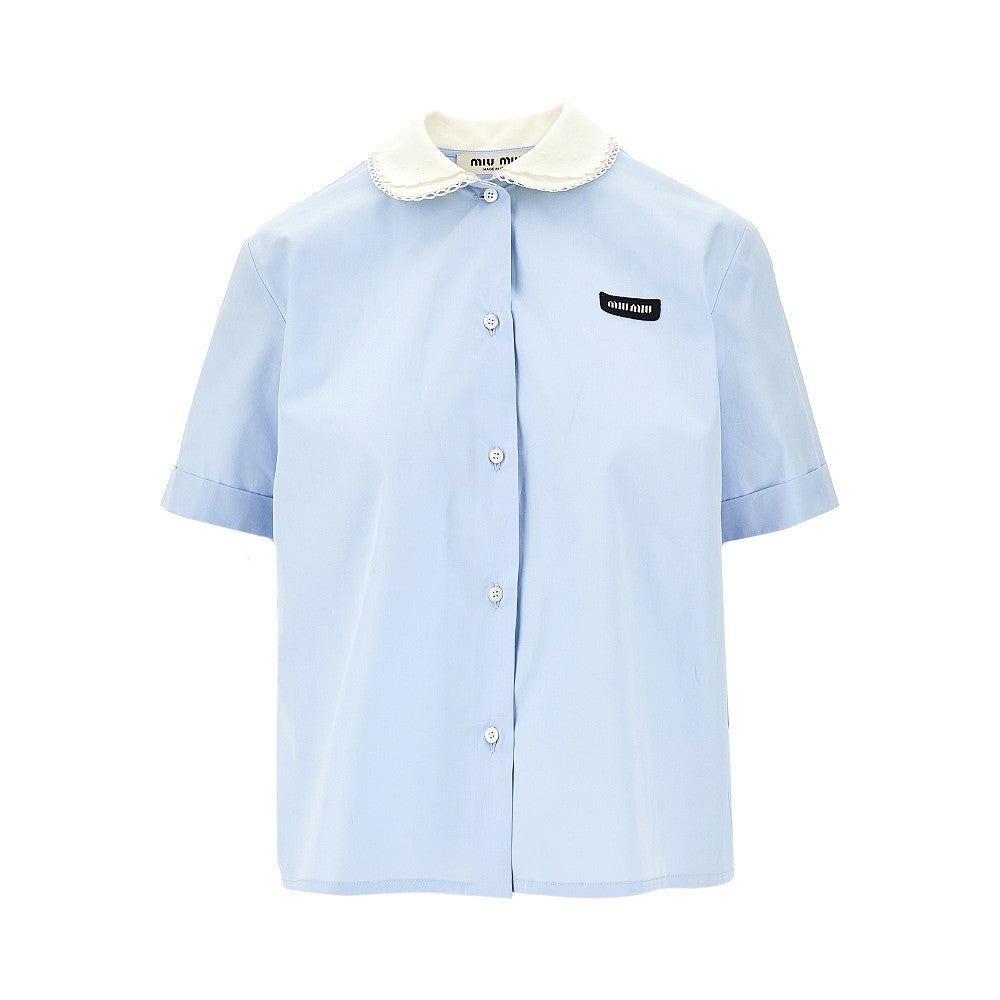 Poplin shirt with embroidered collar