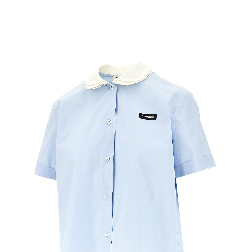 Poplin shirt with embroidered collar