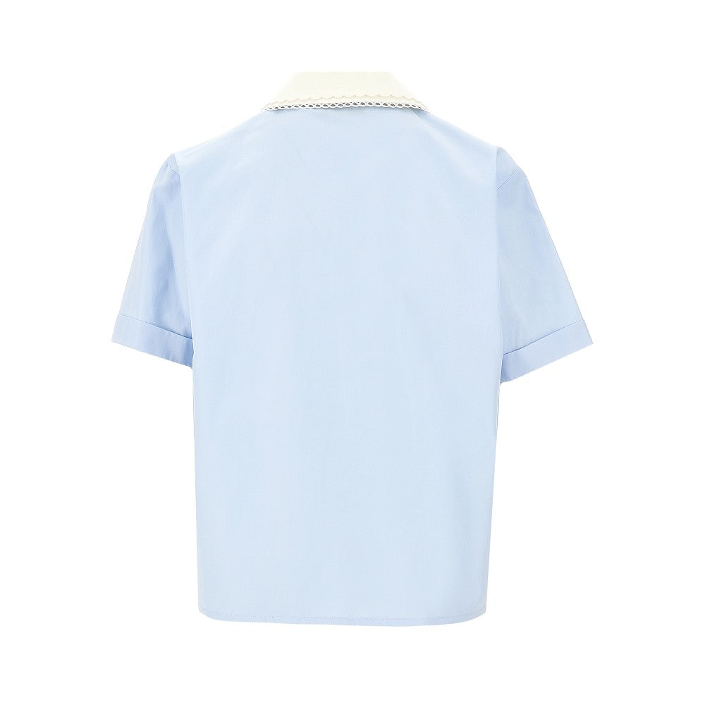 Poplin shirt with embroidered collar