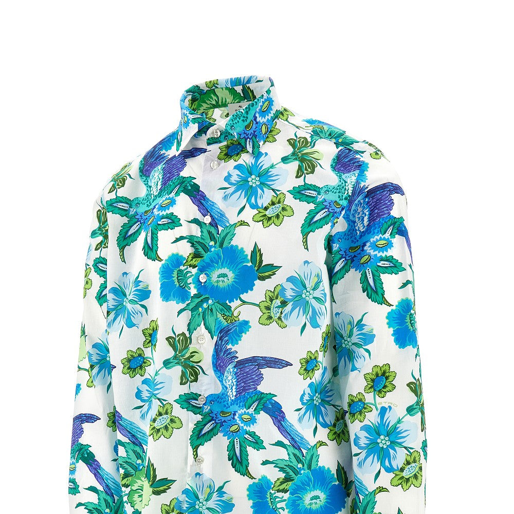 Floral motif cotton shirt