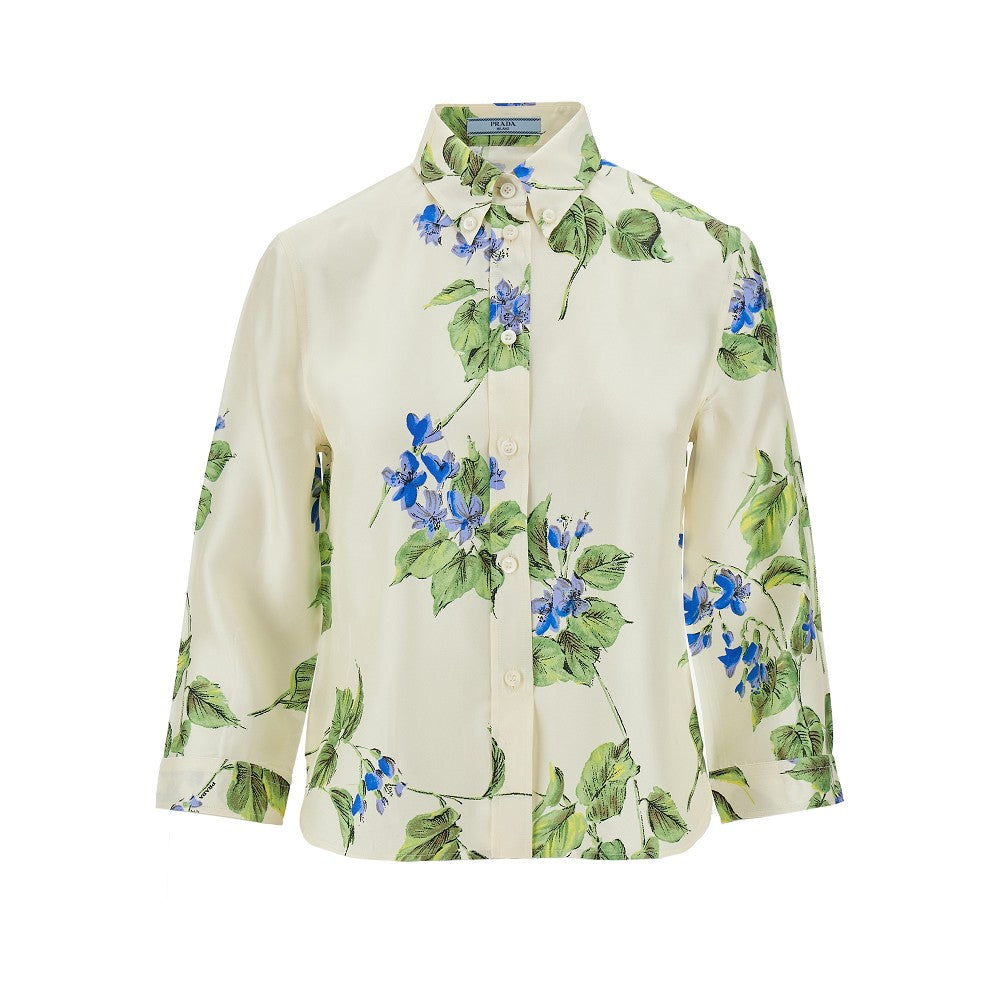 Floral silk twill shirt