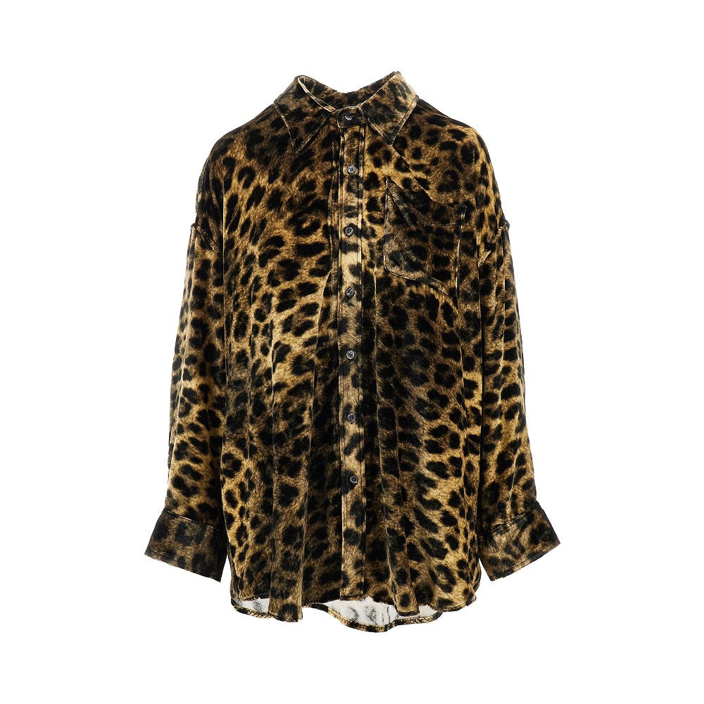 Leopard-print velvet shirt