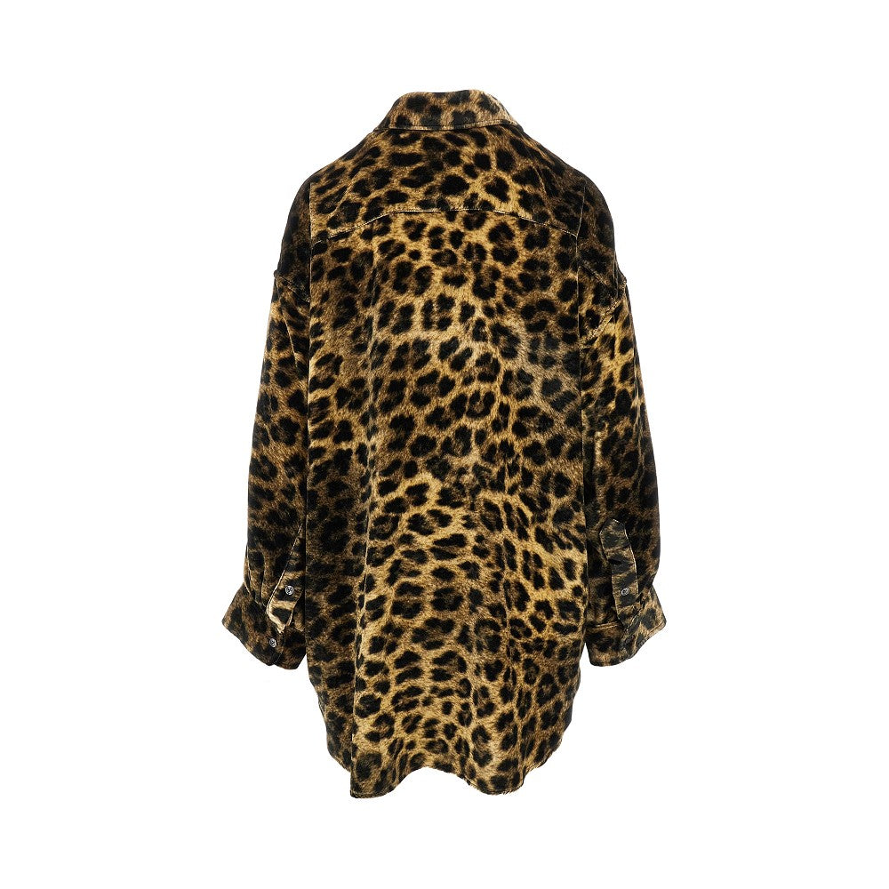 Leopard-print velvet shirt