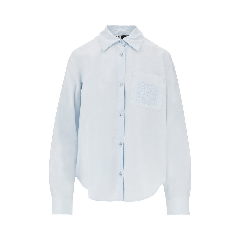 Camicia in misto cotone con ricamo Anagram