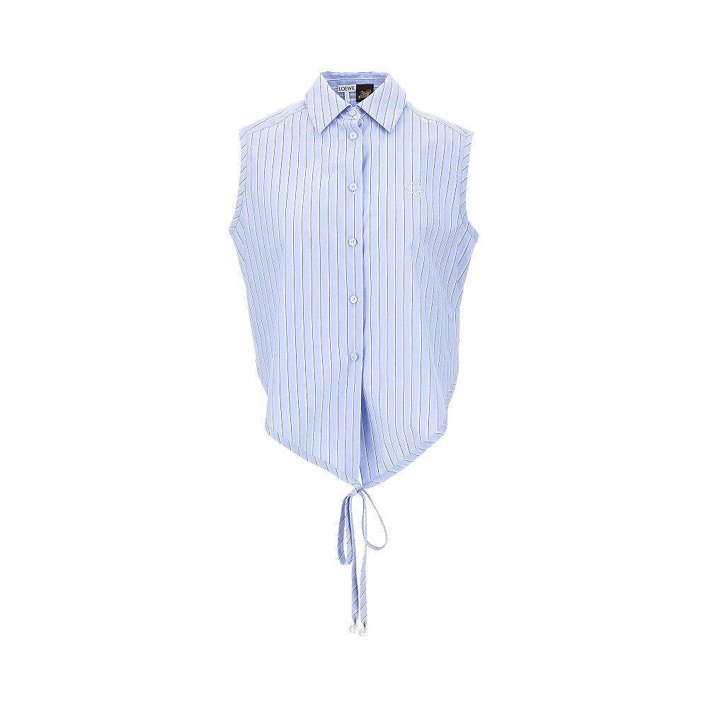 Camicia senza maniche in cotone a righe