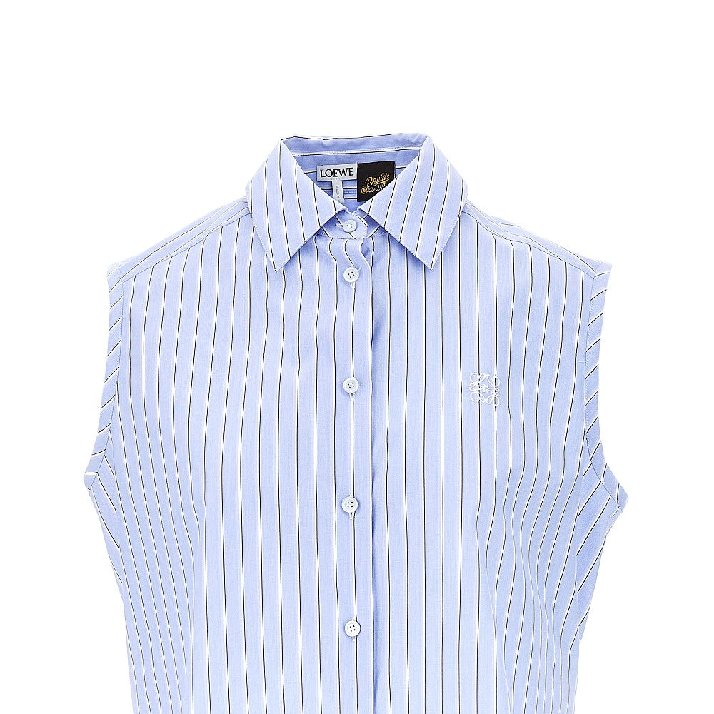 Camicia senza maniche in cotone a righe