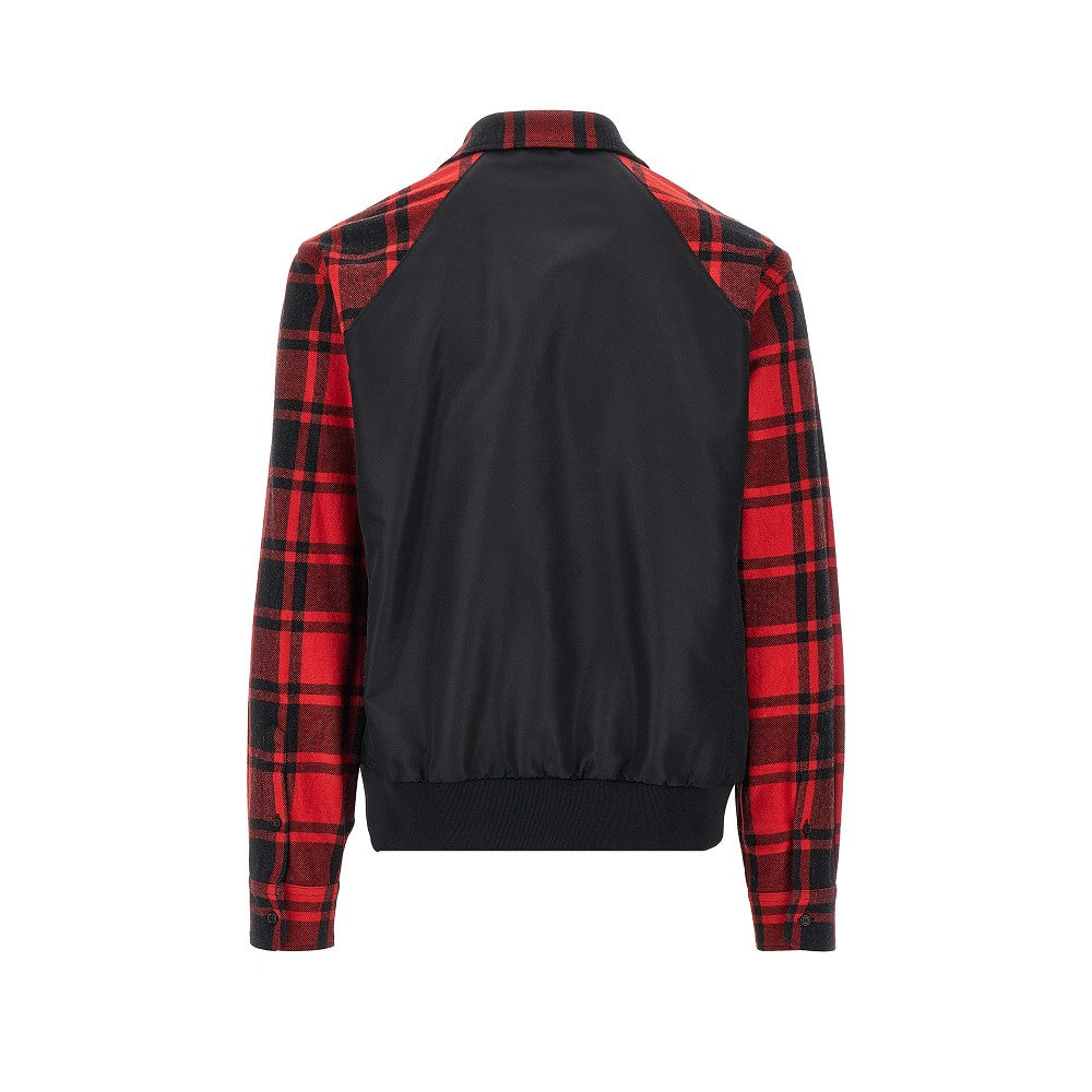 Overshirt ibrida in flanella e nylon