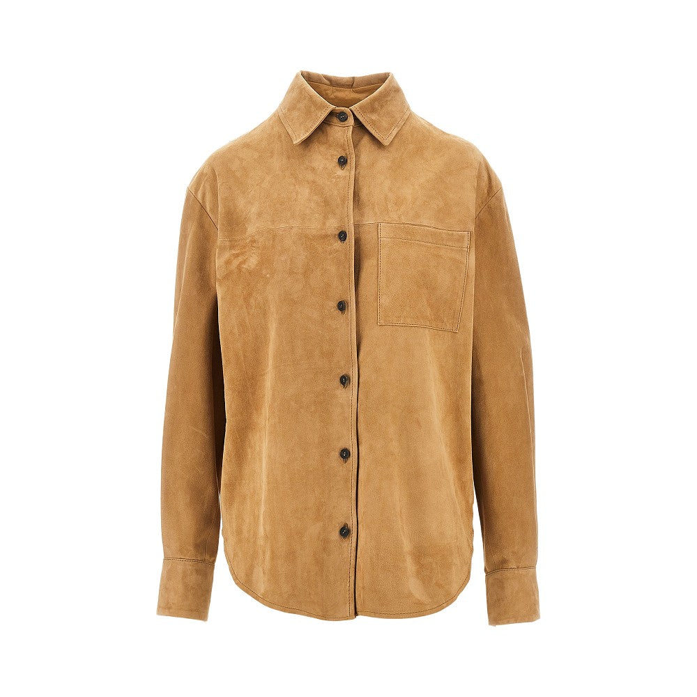 Overshirt in pelle scamosciata