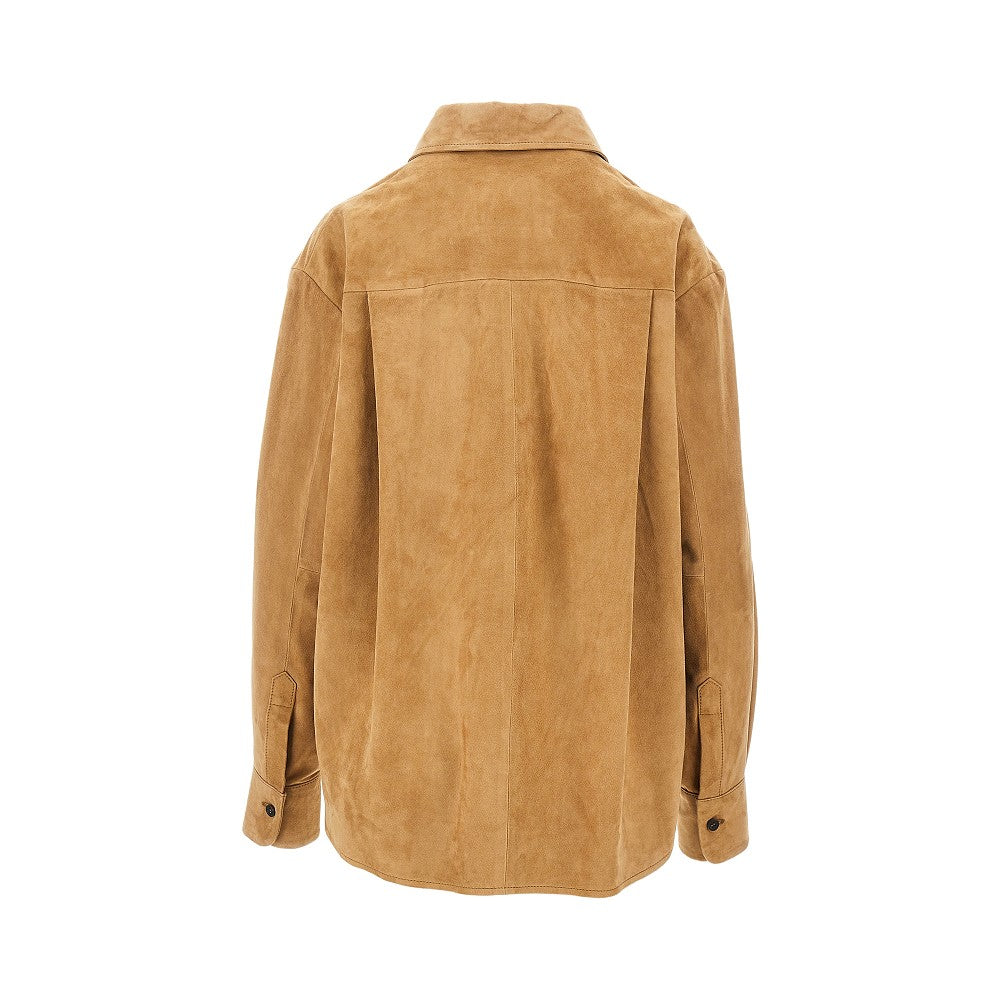 Overshirt in pelle scamosciata