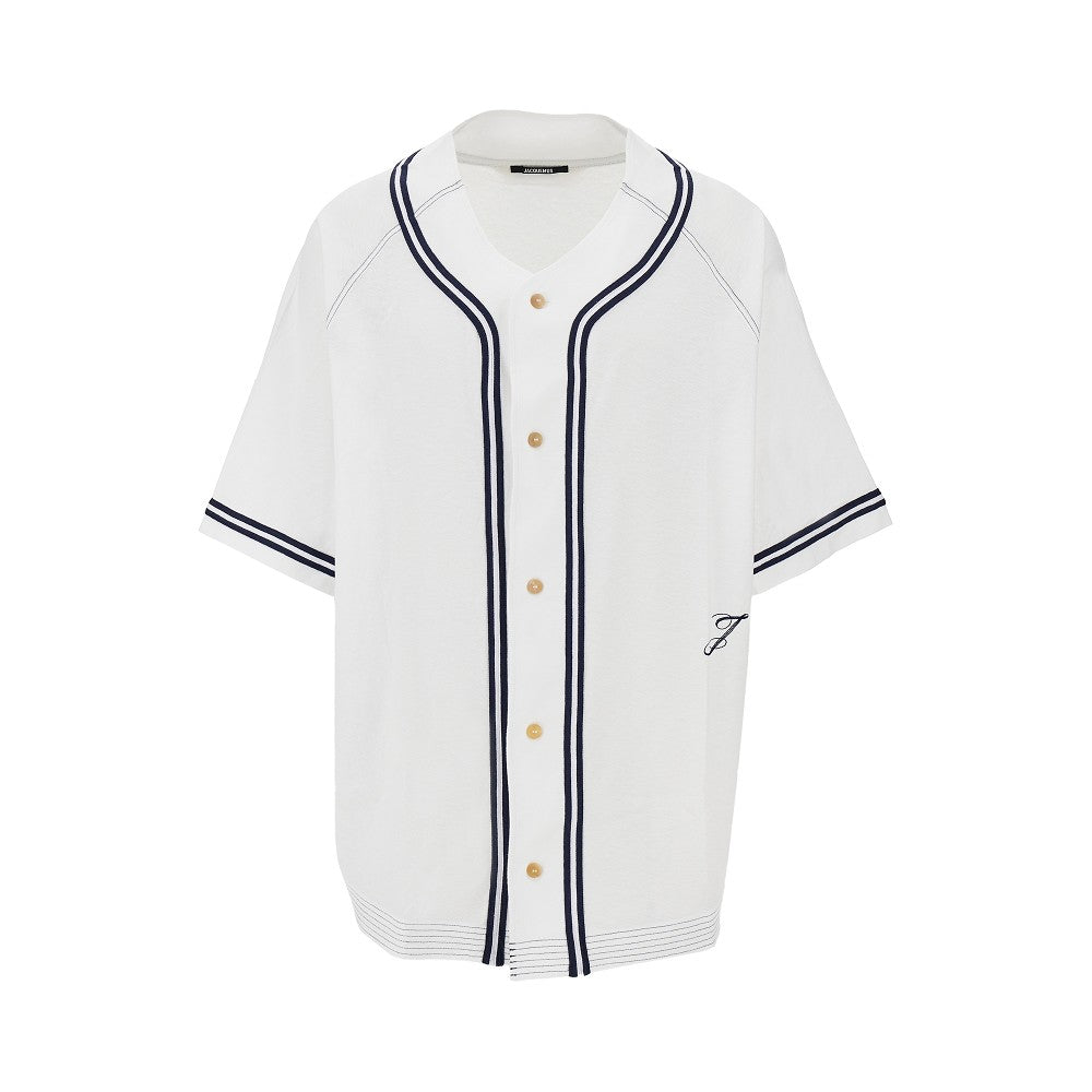 Camicia 'Baseball' in cotone e canapa