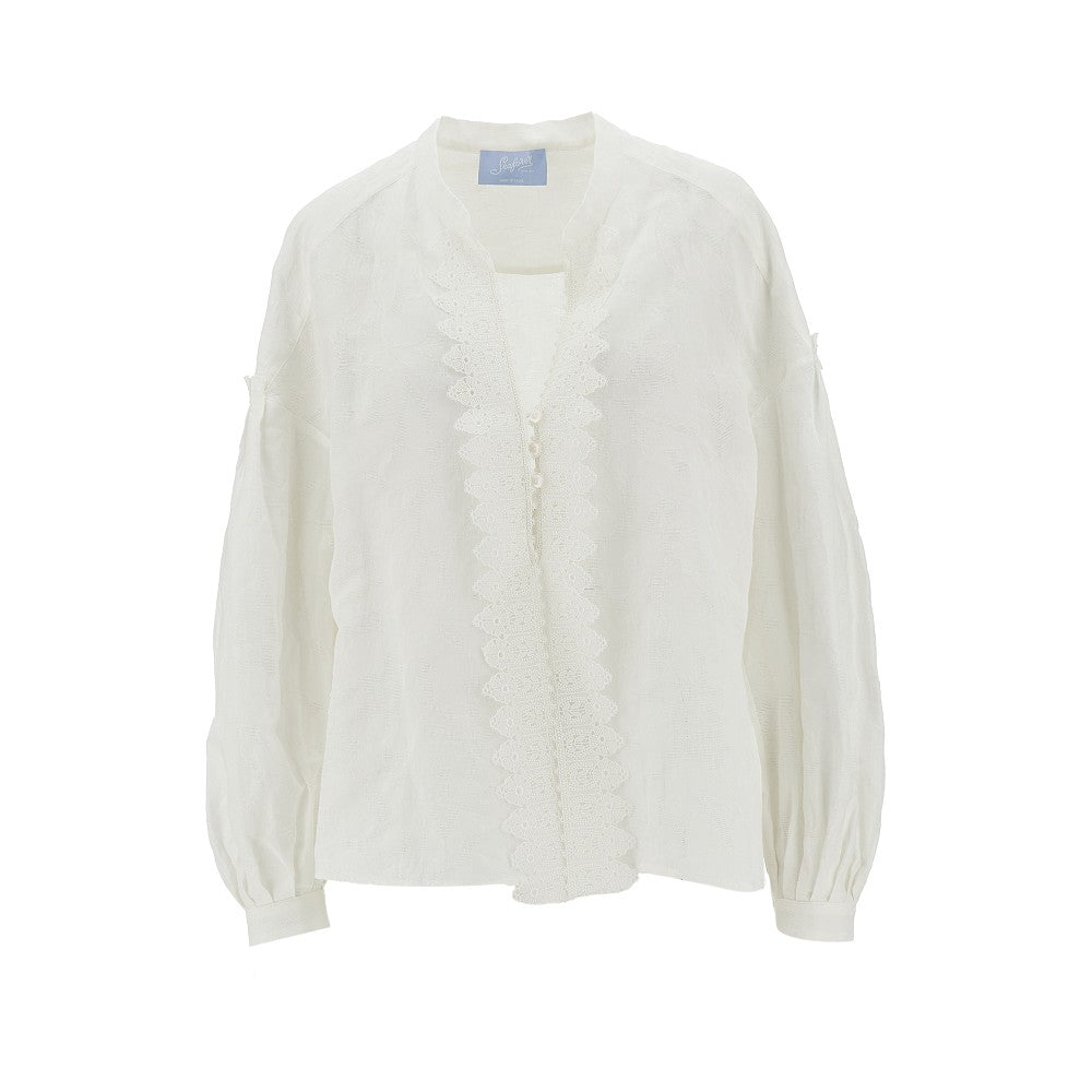 Textured linen-blend shirt