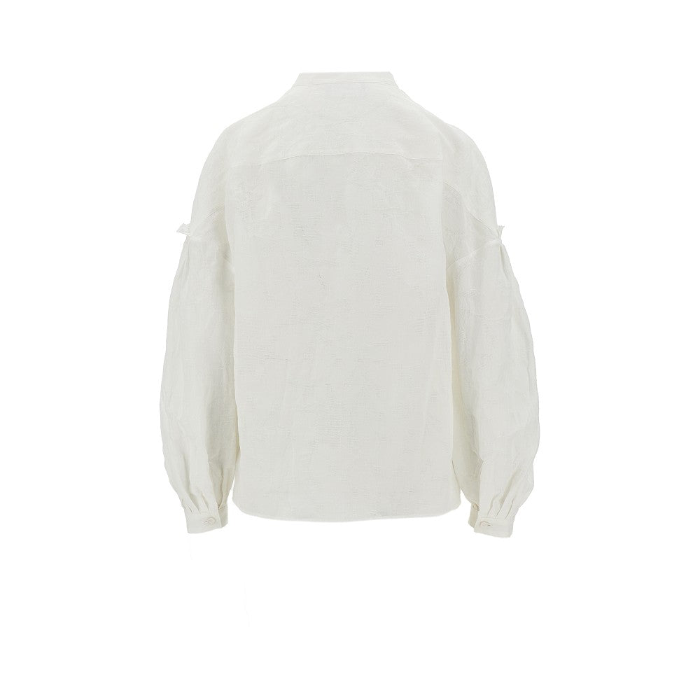 Textured linen-blend shirt
