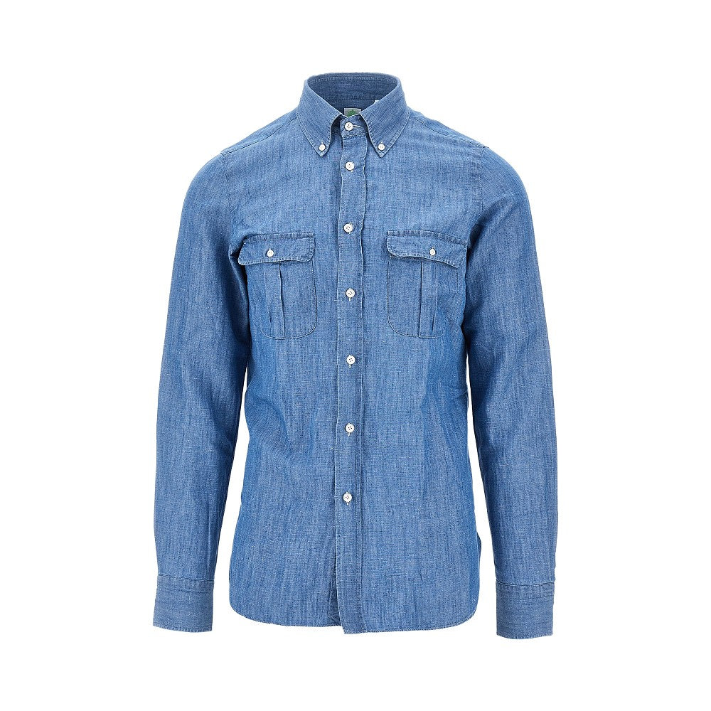 Camicia in denim di cotone e lino