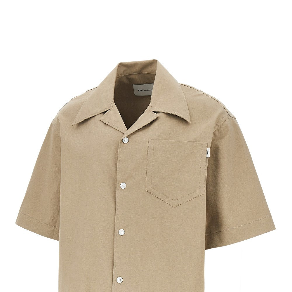 Camicia bowling in gabardine di cotone