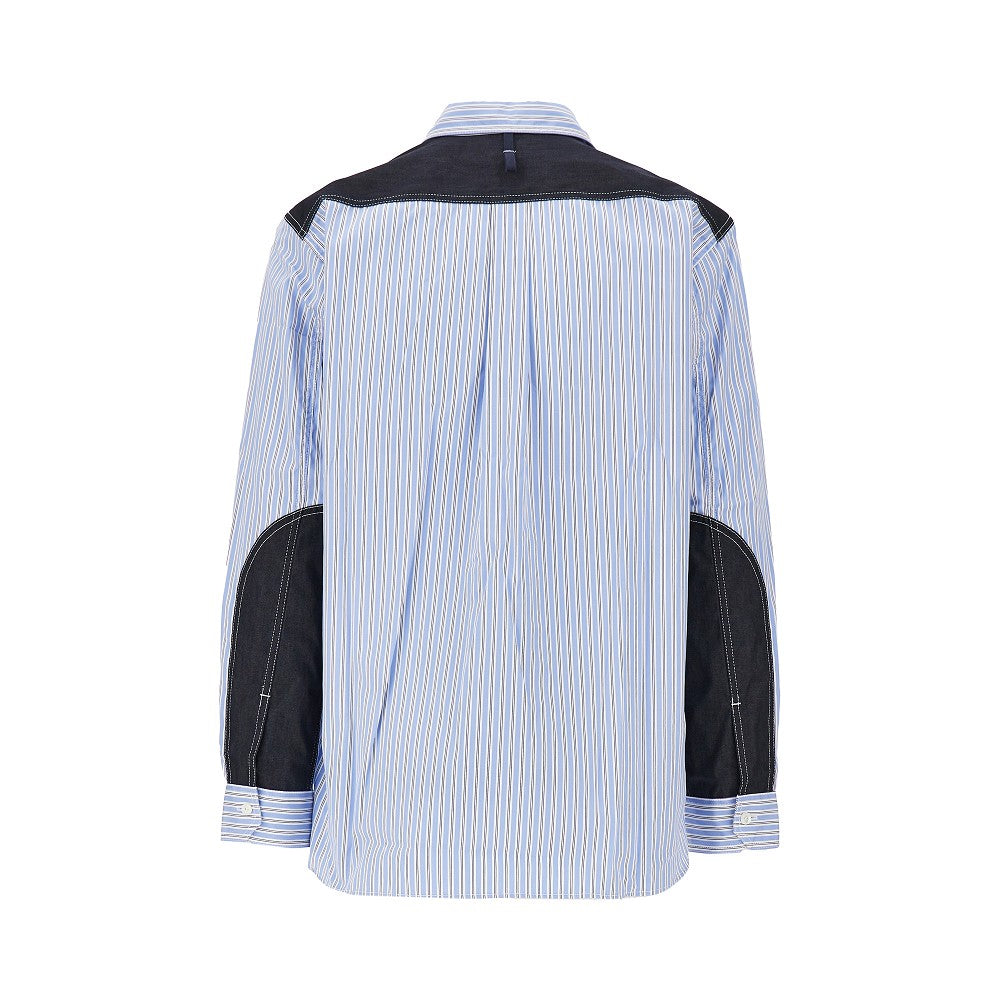 Overshirt a righe con inserti in denim