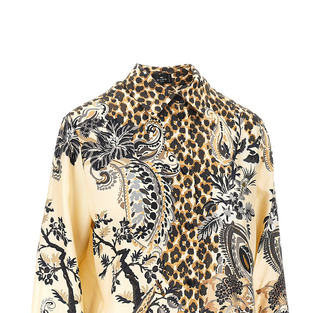 Camicia in twill di seta Paisley animalier