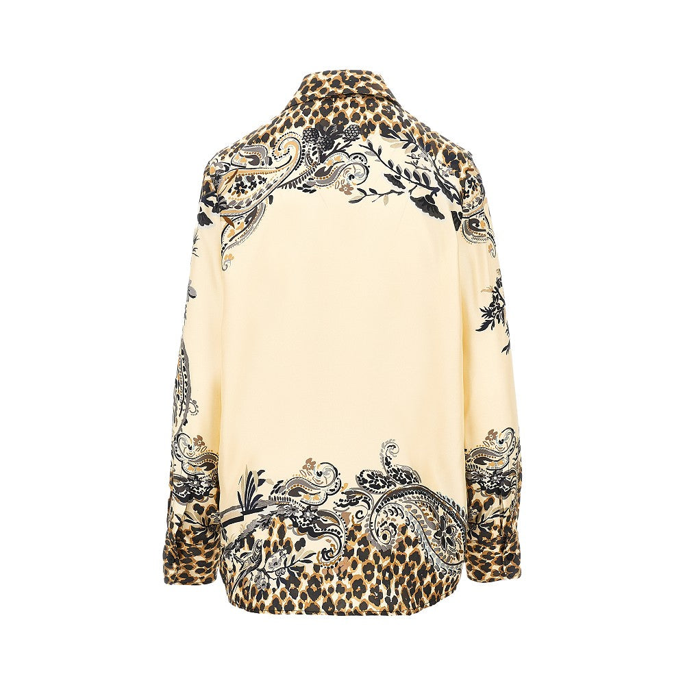 Camicia in twill di seta Paisley animalier