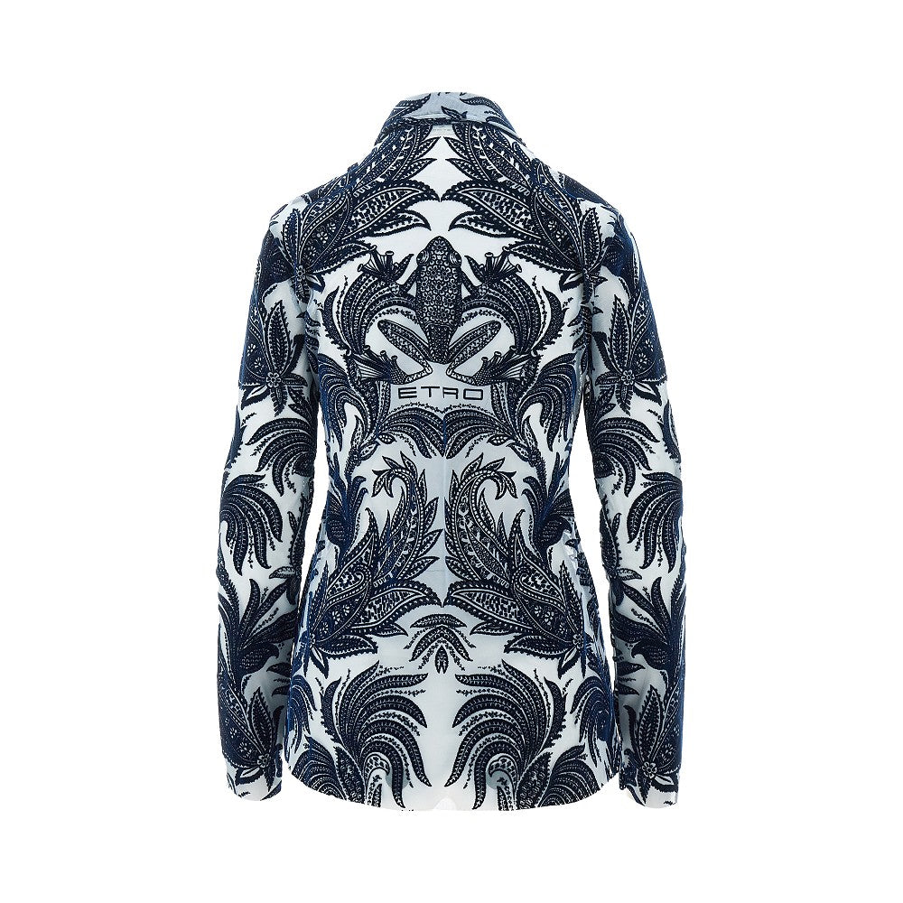 Flocked Paisley tulle shirt