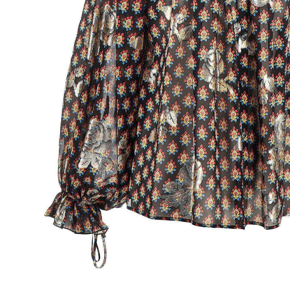 Fil coupé roses silk blouse