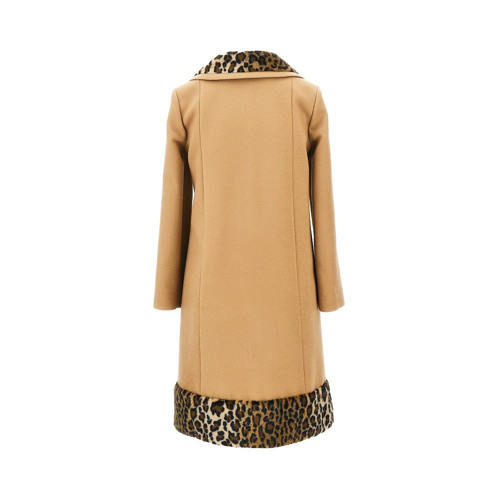 Wool coat with leopard-print details - KIDS