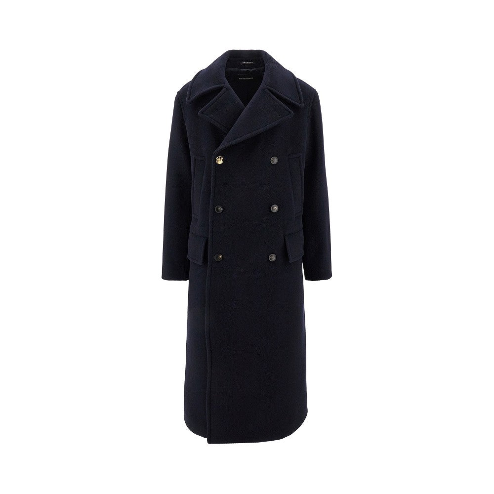 Wool-blend double-breasted coat