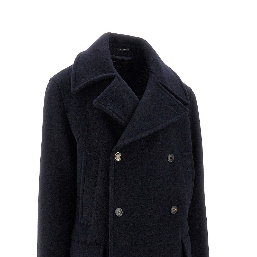 Wool-blend double-breasted coat
